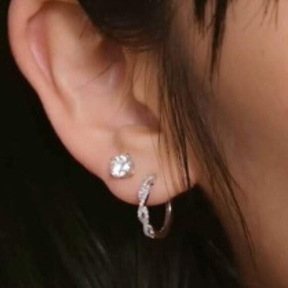 Moissanite 0.5 CT Round Stud Earrings 4 Prong Yellow Gold Plated 925Sterling NWT - Picture 10 of 13